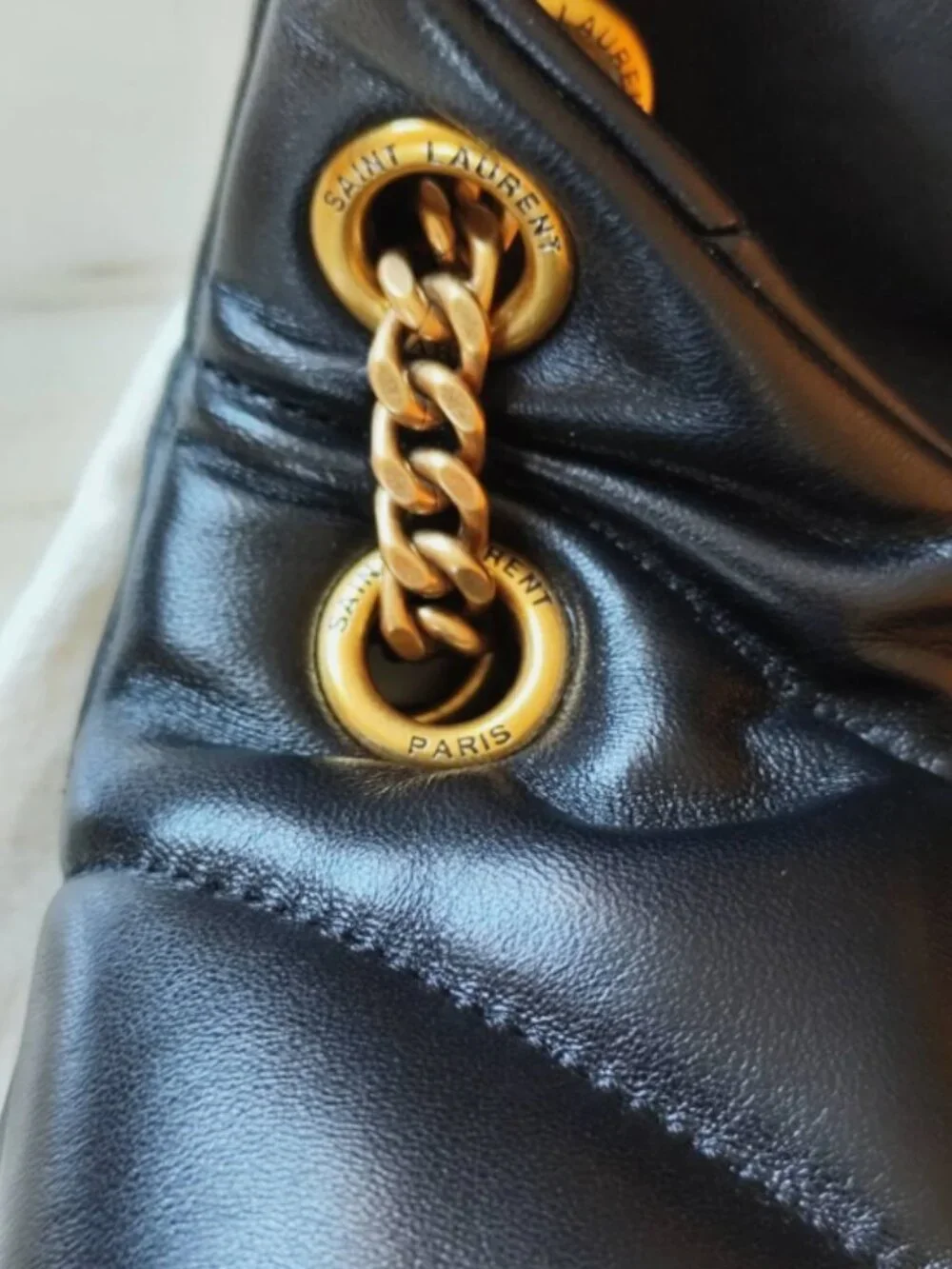 YSL Loulou Puffer Black Leather Shoulder Bag Quilted Chain Crossbody